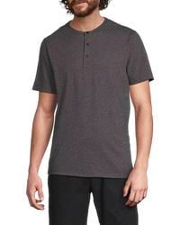 Vince - Mini Stripe Cotton Blend Henley T-Shirt - Lyst
