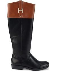 Tommy Hilfiger Shyenne Leather Knee High Riding Boots - Black