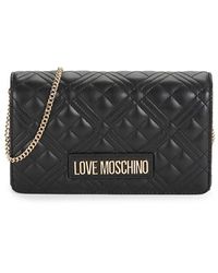 love moschino black quilted cross body bag