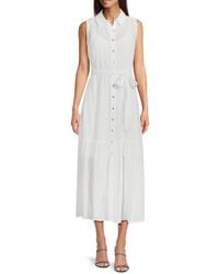 Tommy Hilfiger - Point Collar Belted Midi-Dress - Lyst