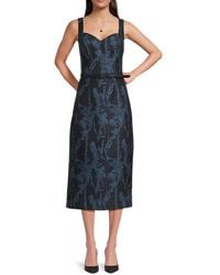 Kay Unger - Floral Jacquard Sleeveless Midi-Dress - Lyst