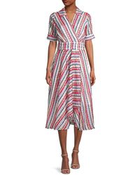 MILLY Arden Crochet Stripe Dress in Natural | Lyst