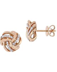 Saks Fifth Avenue 14k Rose Gold & 0.15 Tcw Diamond Love Knot Stud Earrings - Pink