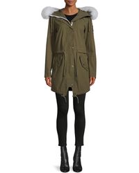 Moose Knuckles Mainville Blue Fox Fur-trim Cotton Canvas Parka - Green