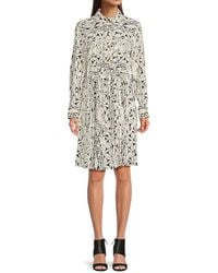 Halston - Printed Belted Shirtdress - Lyst