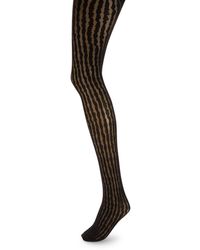 Wolford Abstract Stripe Tights - Black