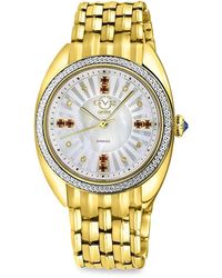 Gv2 - Palermo 35mm Goldtone Stainless Steel, Mother Of Pearl & Diamond Bracelet Watch - Lyst