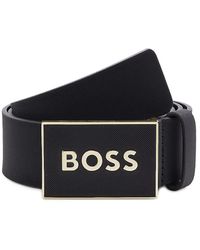 BOSS by HUGO BOSS - Plaque Logo Leather Belt - Lyst