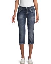 Miss Me Whiskered Capri Jeans - Blue