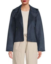 Andrew Marc - Notch Lapel Faux Suede Open Jacket - Lyst