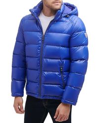 Guess - Quilted Zip Up Puffer Jacket - Lyst