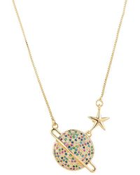 Eye Candy LA - Luxe 14k Goldplated Sterling Silver & Cubic Zirconia Saturn Pendant Necklace - Lyst