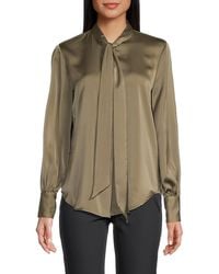 DKNY - Tie-Neck Long-Sleeve Blouse - Lyst
