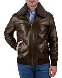 Frye - Regular Fit Leather Bomber Jacket - Lyst