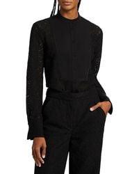 Veronica Beard - Naya Silk-Blend Lace Long-Sleeve Top - Lyst