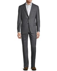 Hickey Freeman Milburn Iim Series Regular-fit Windowpane Wool Suit - Grey