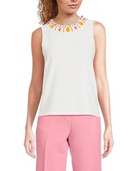 Karl Lagerfeld - Embellished Collar Sleeveless Top - Lyst