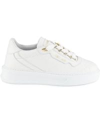 Roberto Cavalli - Snakeskin-Embossed Leather Platform Sneakers - Lyst