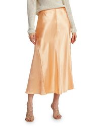 Vince - Solid Satin Midi Skirt - Lyst