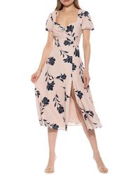 Alexia Admor - Gracie Floral Puff Sleeve Midi Dress - Lyst