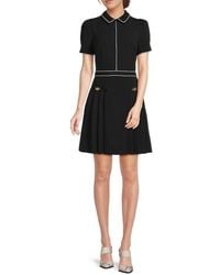 Karl Lagerfeld - Tipped Pleated Mini A-Line Dress - Lyst