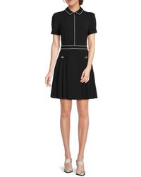 Karl Lagerfeld - Tipped Pleated Mini A-Line Dress - Lyst