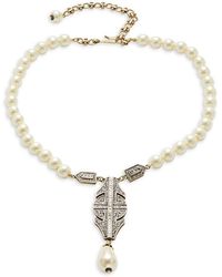 Heidi Daus Faux Pearl, Crystals & Glass Beaded Necklace - Metallic
