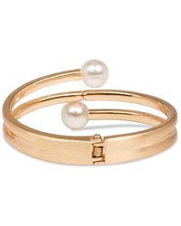 Saachi - Endless Goldtone & Faux Pearl Hinged Bracelet - Lyst