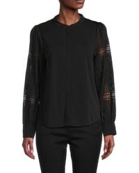 Donna Karan - Lace Sleeve Shirt - Lyst