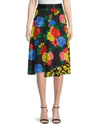 Alice + Olivia Mixed-print Silk Skirt - Yellow