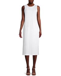 Pure navy linen trapeze dress Clearance