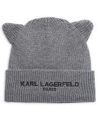Karl Lagerfeld - Logo Faux Fur Lined Beanie - Lyst
