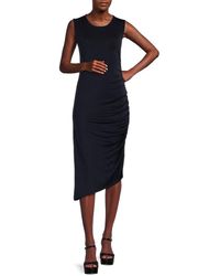 Calvin Klein - Ruched Asymmetric Hem Midi Dress - Lyst