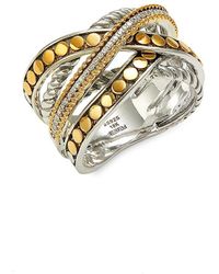 Effy - 18k Yellow Gold, Sterling Silver & Diamond Ring/size 7 - Lyst