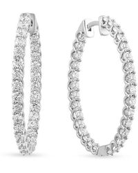 Effy - 14k White Gold & 2.94 Tcw Lab Grown Diamond Hoop Earrings - Lyst