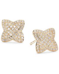 Effy - 14k Yellow Gold & 0.37 Tcw Diamond Clover Stud Earrings - Lyst