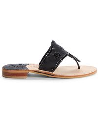 Jack Rogers Leather Thong Sandals - Black