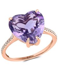Effy - 14k Rose Gold, Pink Amethyst & Diamond Heart Ring - Lyst