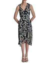 DKNY - Floral Knot Shoulder Asymmetric Midi Dress - Lyst