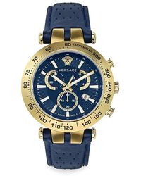 Versace - Bold Chrono 46Mm Ip & Leather Strap Watch - Lyst