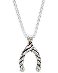 King Baby Studio - Sterling Silver Wishbone Pendant Necklace - Lyst