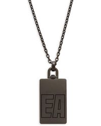 Emporio Armani - Logo Reversible Stainless Steel Dog Tag Necklace - Lyst