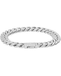 Anthony Jacobs Stainless Steel & Simulated Diamond Cuban Link Chain Bracelet - White