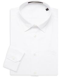 Roberto Cavalli Slim-fit Embroidered Logo Dress Shirt - White