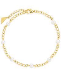 Sterling Forever - Coast 14k Goldplated & Faux Pearl Anklet - Lyst