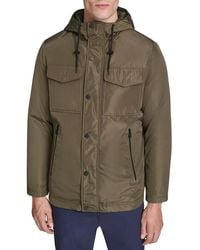 Kenneth Cole - Drawstring Hood Regular Fit Rain Jacket - Lyst