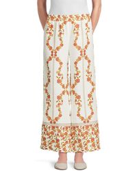 Saks Fifth Avenue - Printed 100% Linen Relaxed-Fit Pants - Lyst