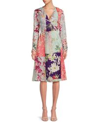 Etro - Floral Silk Blend Faux Wrap Dress - Lyst
