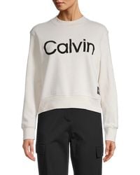 Calvin Klein Logo Drop Shoulder Sweatshirt - White