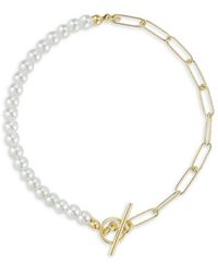 Chloe and Madison - 14k Goldplated Sterling Silver & Freshwater Pearl Chain Toggle Bracelet - Lyst